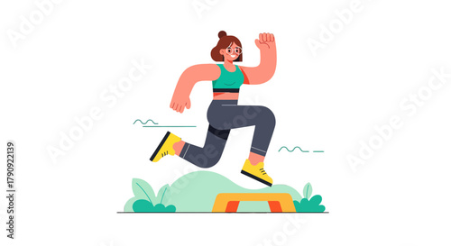 Woman Exercising Illustration Vector Design For Use in Health and Fitness Projects