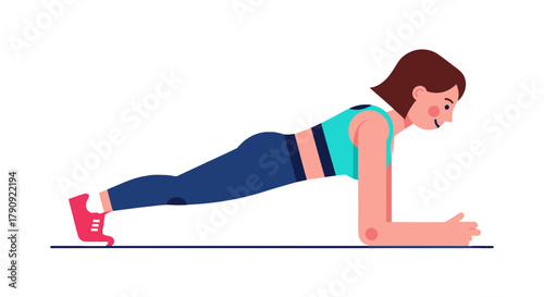 Woman Exercising in Plank Position, Demonstrating Core Strength and Fitness Practice