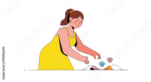 Woman Finds Seaside Treasures and Marvels at the Beauty of Oceanic Shells