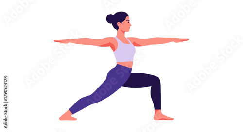 Woman In Warrior Pose Demonstrates Yoga's Effectiveness For Well-being And Fitness