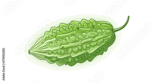 Vibrant Illustrated Bitter Melon: A Fresh, Green, And Edible Botanical Treasure