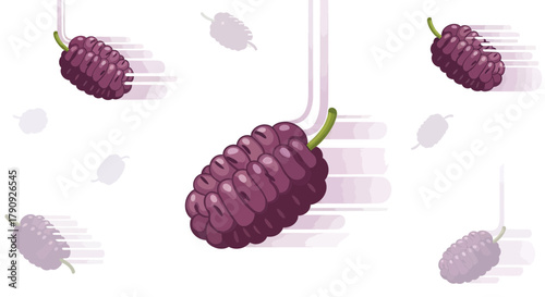 Vibrant Illustration Of Mulberries Against A Pure White Backdrop Demonstrating Deliciousness And