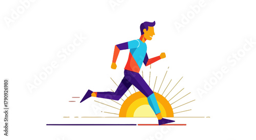 Vibrant Runner Silhouette Against Sunset Background Depicting Energy and Movement