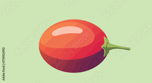 Vibrant Illustrated Tree Tomato With Green Stem Against Soft Green Background Illustration