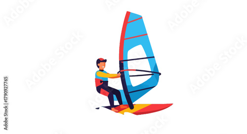Vibrant Windsurfer Icon on Black Background for Modern Designs and Creative Projects