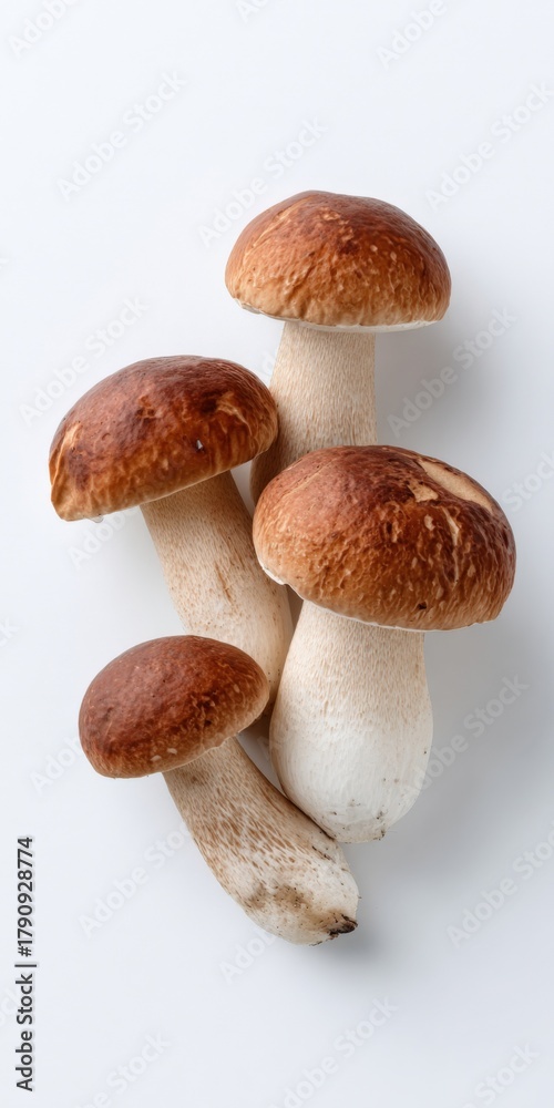 Obraz premium Fresh brown porcini mushrooms on white background