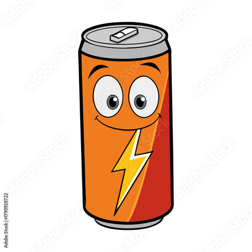 energy drink can with lightning bolt eyes vector illustration