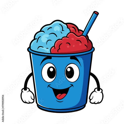slush cup with brain-freeze funny face vector illustration