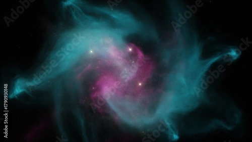Dynamic Swirling Nebula Gas in Turquoise and Magenta