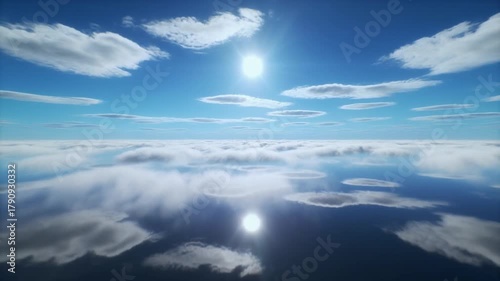 Abstract Sky Reflection Loop Over Flat Cloud Layer