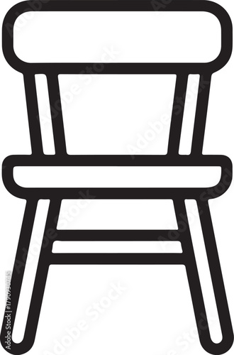 Black outline chair icon on white background furniture seat vector illustration EPS file download.
