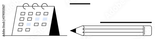 Desk calendar with marked dates beside a pencil, suggesting scheduling, productivity, and preparation. Ideal for time management, goal setting, workplace productivity, education, personal planning