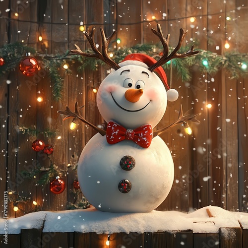 Jolly Snowman in a Festive Christmas Setting