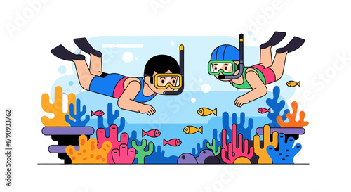 Underwater Exploration: Discovering Marine Life with Snorkelers in a Vivid Ocean