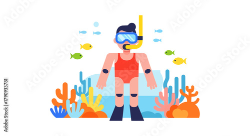 Underwater Exploration: Divers And Aquatic Life Amidst Colorful Coral Reefs