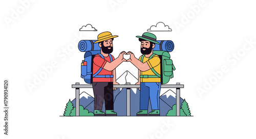 Two Hikers Creating a Heart Shape, Embracing Adventure and The Serenity of Nature
