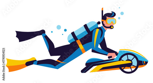 Underwater Explorer: Aquatic Motorized Propulsion For Deep Sea Adventure Illustration