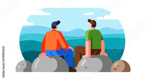 Two Individuals Contemplating Scenic Views While Enjoying Shared Moments Together