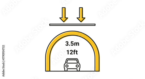 Vehicle Access Height Restriction Guide With Arrows Depicting Clearance Limitations