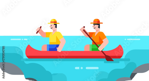 Two Paddlers Kayaking on Water Enjoying Recreational Activities Together