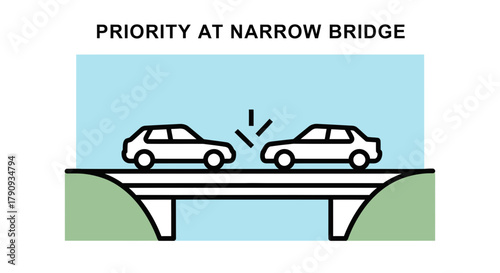 Vehicular Conflict On A Limited Passageway Illustrating Traffic Congestion and Prioritization