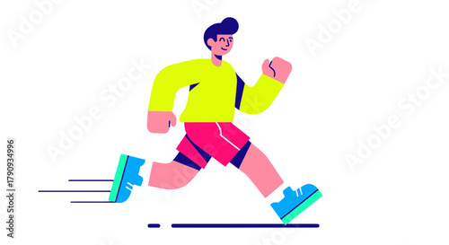 Vibrant Animated Runner Demonstrating Motion and Energy on a Black Backdrop