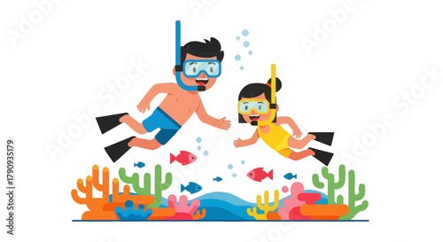 Two People Snorkeling In The Ocean, Having A Great Time Together Underwater