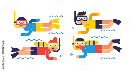 Vibrant Divers Underwater Swimming In The Ocean Enjoying A Sunny Day Of Scuba Diving