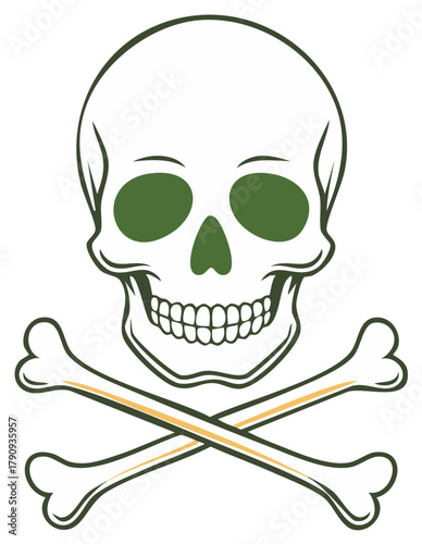 Skull and Crossbones Icon, Symbol of Danger, Hazard, Poison, and Pirates