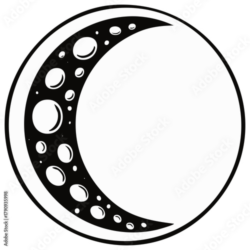 Crescent Moon Design with Pockmarked Texture Lunar Illustration Vector