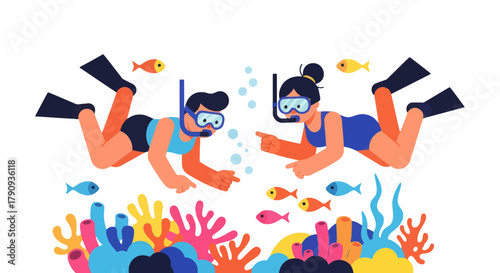 Underwater Exploration: Discovering Marine Life Together in a Vibrant Coral Reef