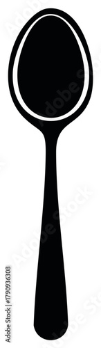 Simple black silhouette of a tablespoon with a clean outline and white background