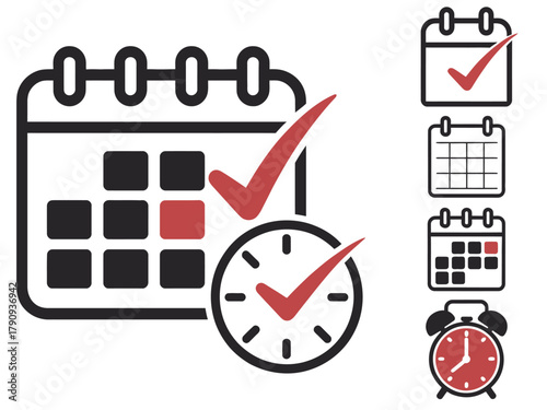 Calendar and clock icons symbolize scheduling and timely planning for success.