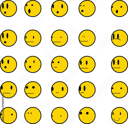 emoji face  Emoticon features emoji faces in   smile, happy, sad, angry, and surprised expressions color, simple line smiley face vector illustration. Doodle Emoji face icon set. Hand drawn sketch sty