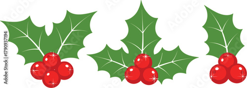 Festive holly berry set a vibrant collection of christmas holly, perfect for adding a touch of holiday cheer to your designs