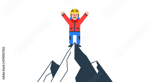 Triumphant Person At Summit Celebrating Achievement Against A Deep Black Background