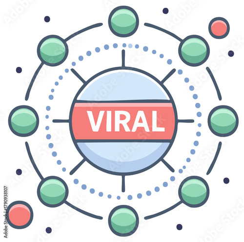 Viral Propagation Concept with Connected Spheres and Dots Network Illustration