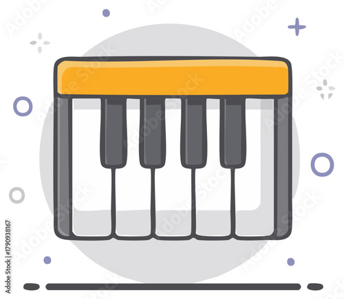 Cute doodle style piano keyboard musical instrument illustration