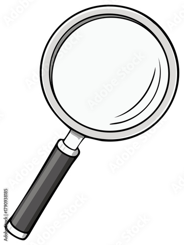 Simple cartoon magnifying glass illustration for search and discovery