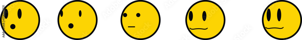 Fototapeta premium emoji face Emoticon features emoji faces in smile, happy, sad, angry, and surprised expressions color, simple line smiley face vector illustration. Doodle Emoji face icon set. Hand drawn sketch sty
