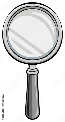 Classic Magnifying Glass with a Silver Handle and Lens for Examination and Discovery