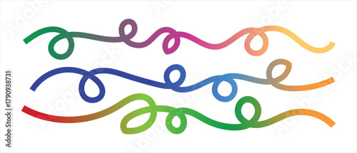 Colorful Curved Lines Vector – Abstract Swirl Wave Design