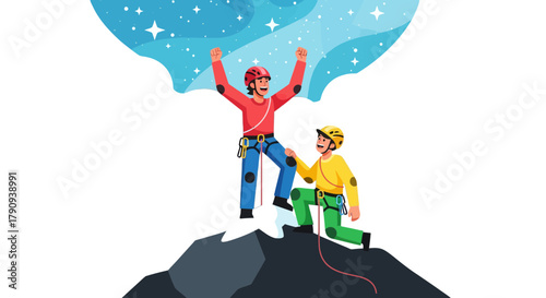 Triumphant Climbers Celebrating Success and Overcoming Challenges Overcoming The Darkness