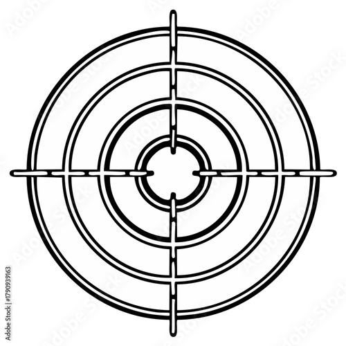 Black and white target illustration concept for accuracy and aiming