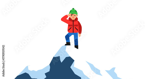 Triumphant Hiker Enjoys Summit Vista, Achieving Peaks and Overcoming Challenges Effortlessly