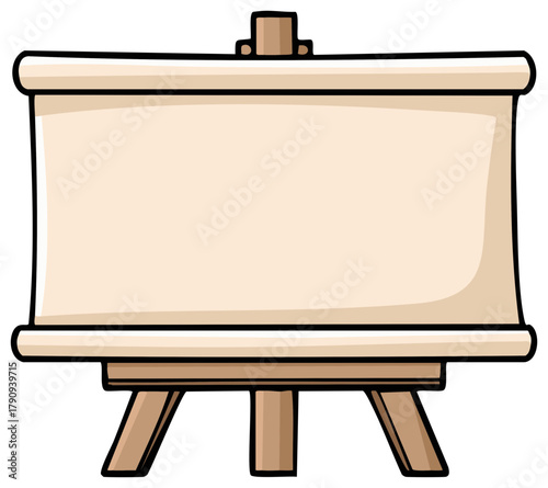 Cartoon empty bulletin board with wooden easel perfect for announcements or presentation material space for custom message