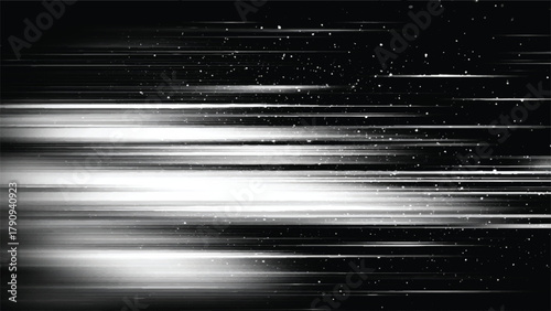 Abstract speed lines with glowing particles on dark background, motion blur effect Vector, illustration.