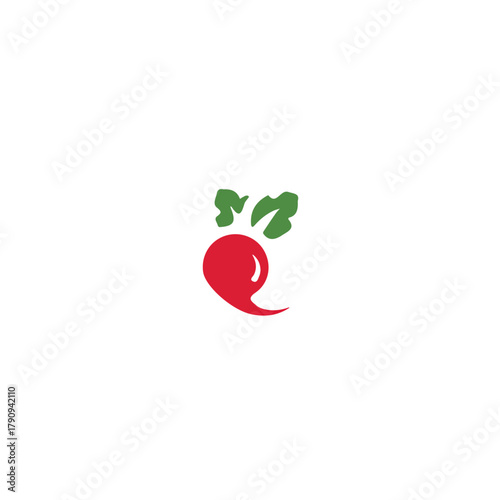 A Simple flat 2D illustration of a red radish isolated, Bright and simple 2D vector set, isolated on transparent background — clean animation-inspired design by me. 
