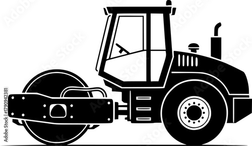 road roller silhouette line art vector illustration with a white background
