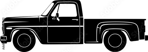 Silhouette of a Classic Pickup Truck, Detailed Illustration of an American Work Vehicle
